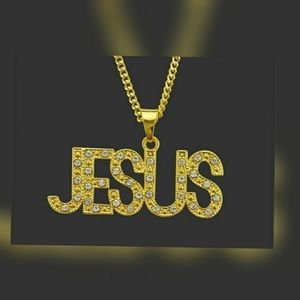 Unisex Hip Hop gold  letter pendant necklace